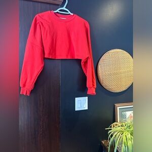 Athleta Red Cropped Sweatshirt